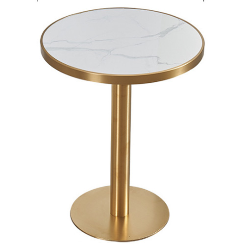 Small round marble top stainless steel restaurant cafe dining table