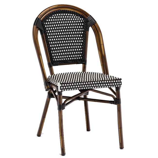 Patio wicker furniture aluminum french rattan bistro garden dining restaurant outdoor chair