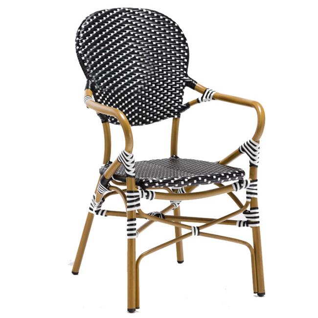 Customized resistant aluminum woven french restaurant outdoor cafe chair