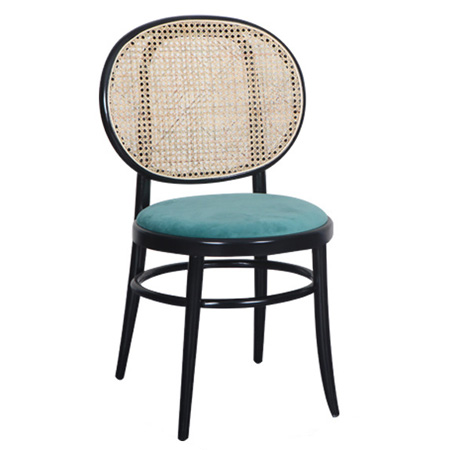 Solid wood rattan hotel restaurant cafe dining chair