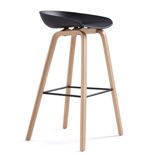 Simple wood barstool with plastic seat