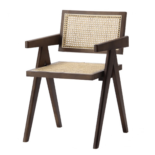 Solid wood rattan armchair dining chair