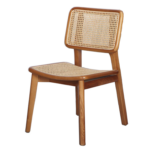 Solid wood rattan cane dining chair 