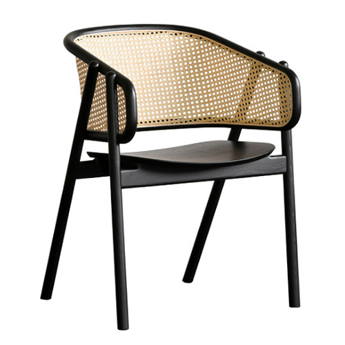 Rattan arm chair solid wood chair pierre jeanneret cane woven chair