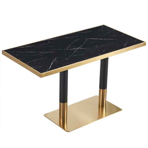Rectangle marble top stainless steel restaurant cafe dining table