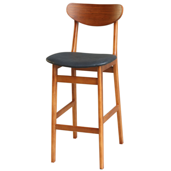 Cambered Backrest Wood Barstool