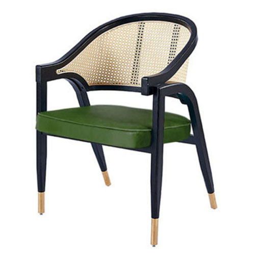 customized wood cane woven arm dining chair
