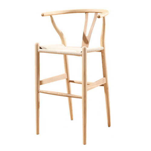Y back woven wooden barstool