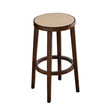 natural rattan solid wood stool